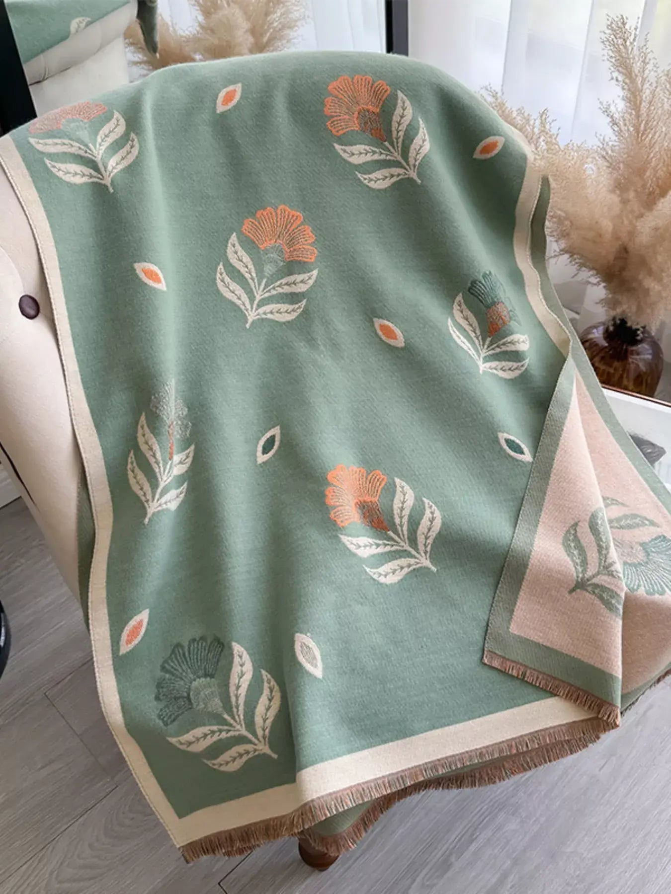 Printed Raw Hem Shawl - Trendsi - Flyclothing LLC