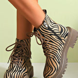 Animal Print Lace-Up Ankle Boots - Trendsi - Flyclothing LLC