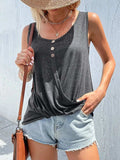 Full Size Decorative Button Round Neck Tank Plus Size - Trendsi - Flyclothing LLC