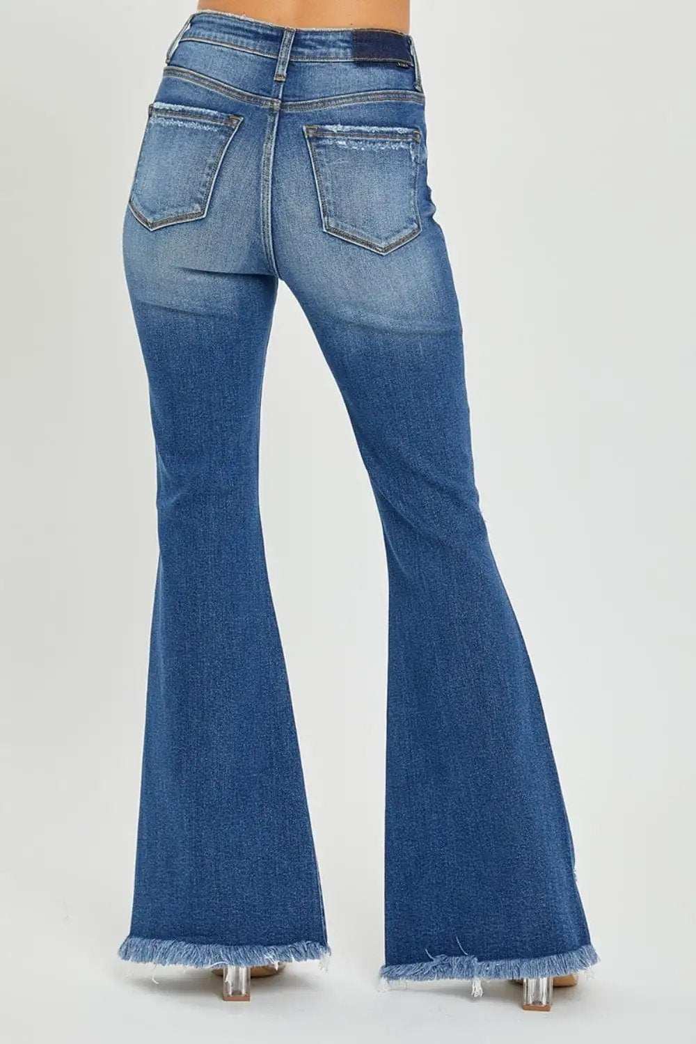 RISEN Full Size High Rise Front Slit Frayed Hem Flare Jeans - Trendsi - Flyclothing LLC
