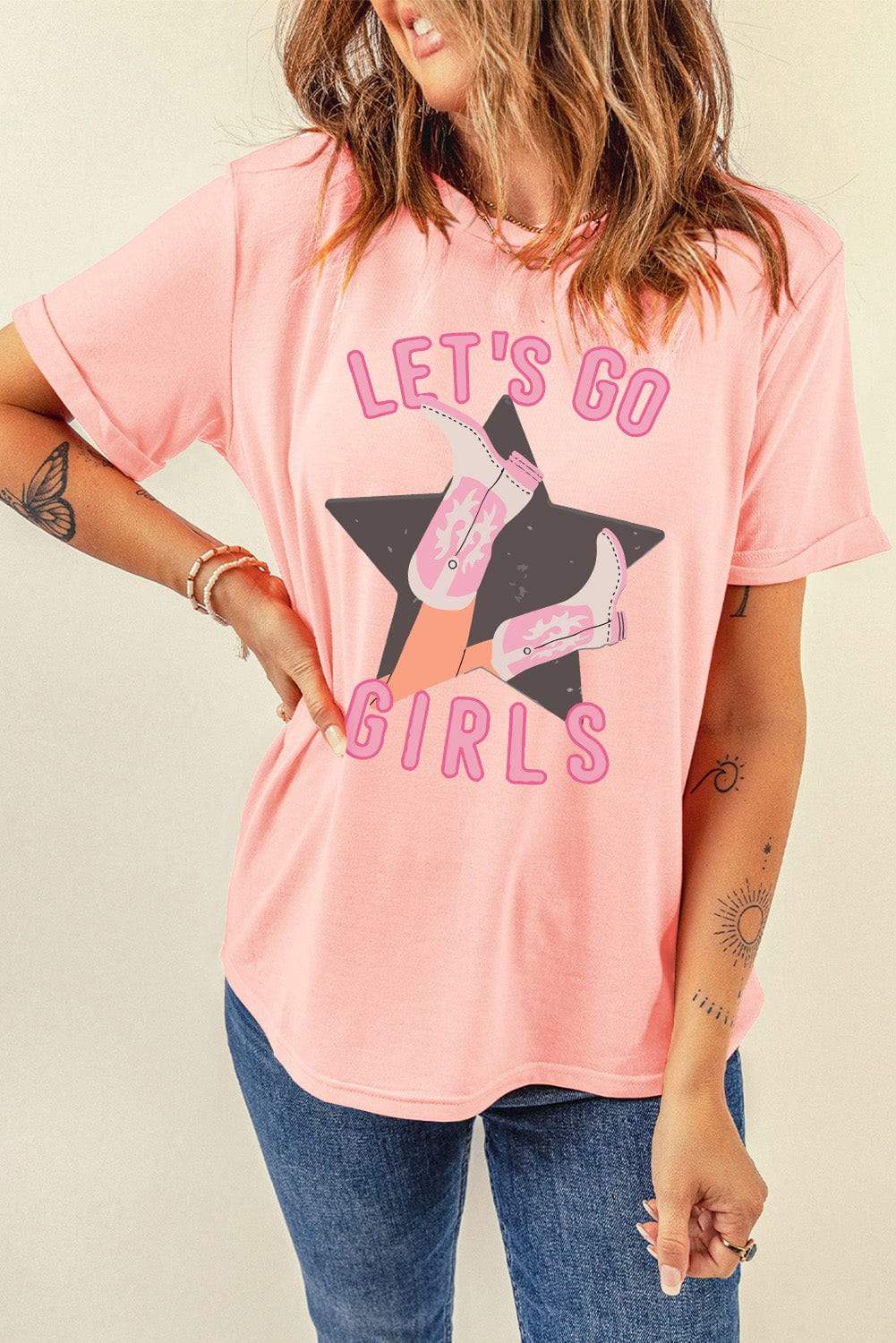 Graphic Round Neck Short Sleeve T-Shirt - Trendsi - Flyclothing LLC