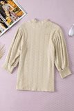 Textured Mock Neck Three-Quarter Sleeve Top - Trendsi - Flyclothing LLC