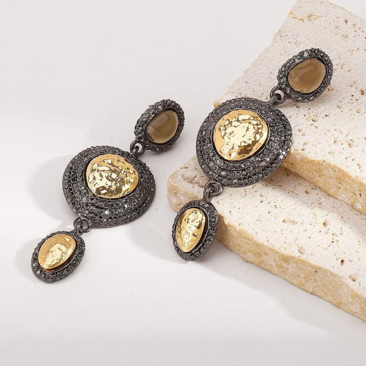 Vintage-Inspired Dangle Earrings with Gold Accents - Trendsi - Flyclothing LLC