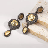 Vintage-Inspired Dangle Earrings with Gold Accents - Trendsi - Flyclothing LLC