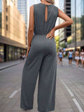 Round Neck Wide Leg Jumpsuit - Trendsi - Flyclothing LLC