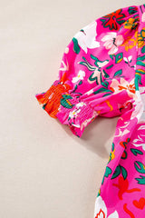 Printed Notched Short Sleeve Blouse - Trendsi - Flyclothing LLC