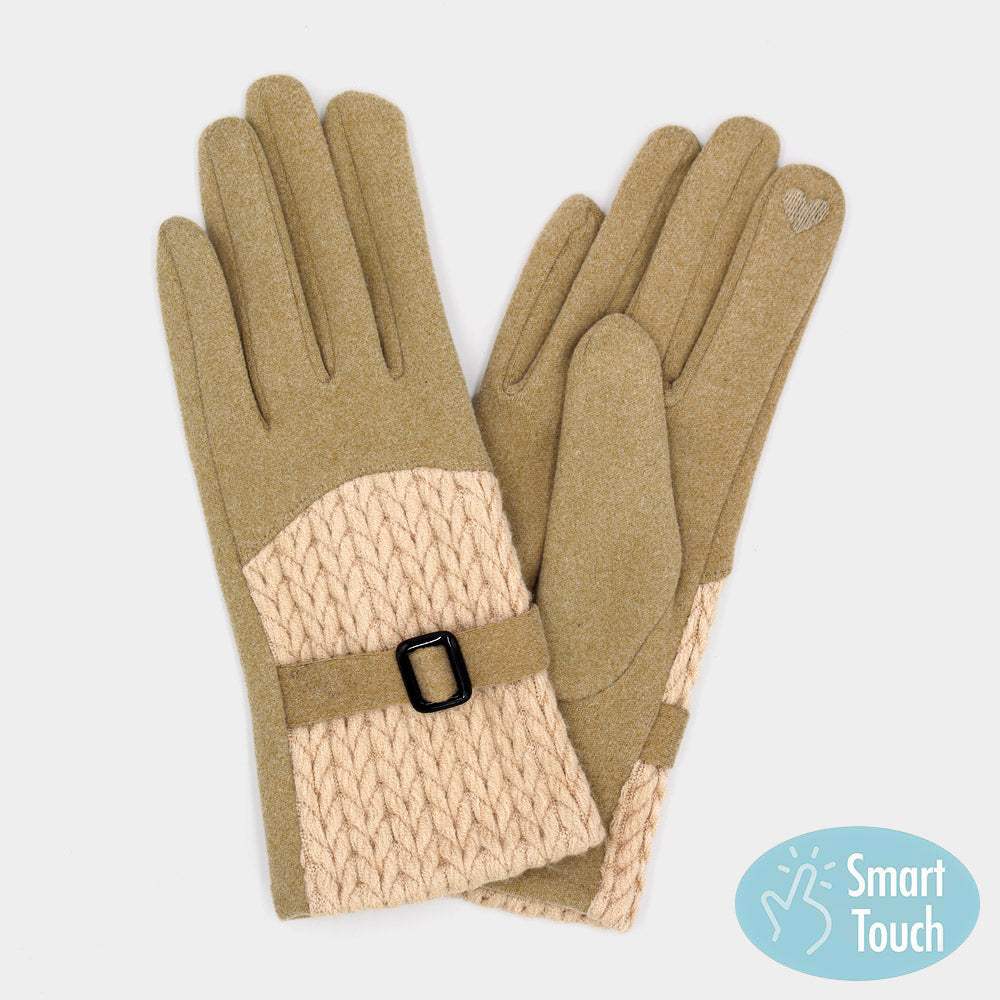 Cable And Band Details Smart Touch Gloves - Madeline Love - Flyclothing LLC