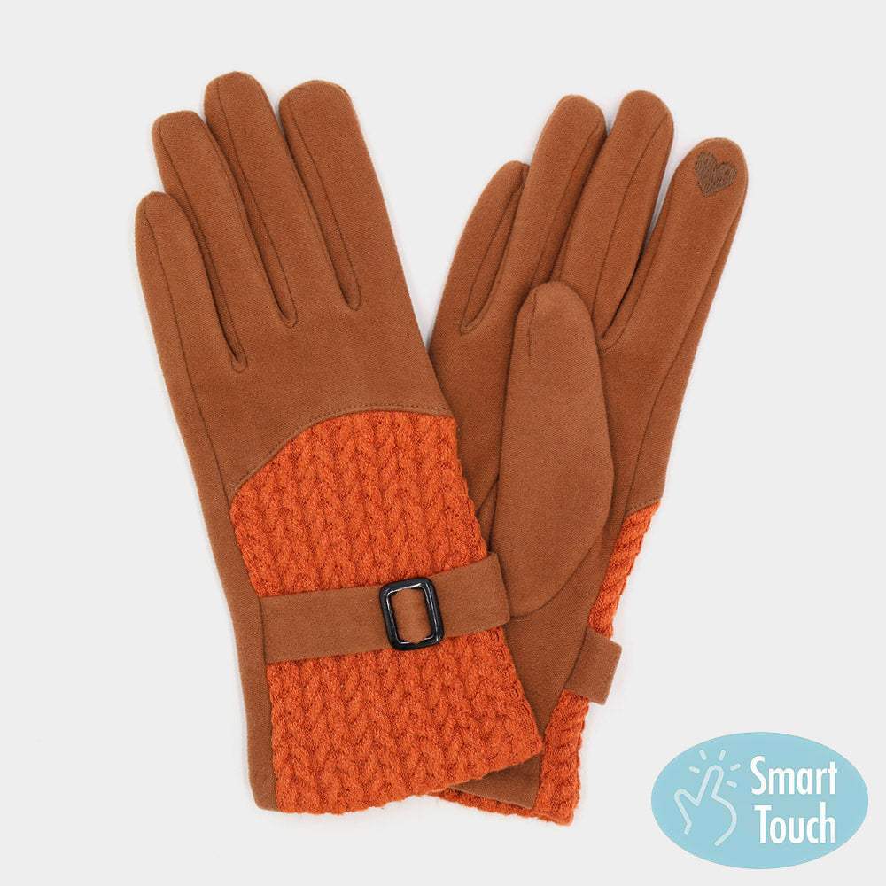 Cable And Band Details Smart Touch Gloves - Madeline Love - Flyclothing LLC