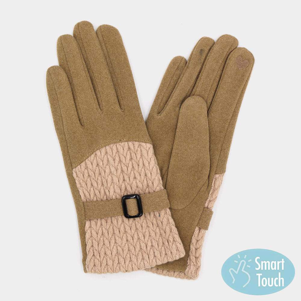Cable And Band Details Smart Touch Gloves - Madeline Love - Flyclothing LLC