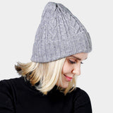 Cable Knit Cuff Beanie Hat - Madeline Love - Flyclothing LLC