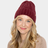 Cable Knit Cuff Beanie Hat - Madeline Love - Flyclothing LLC