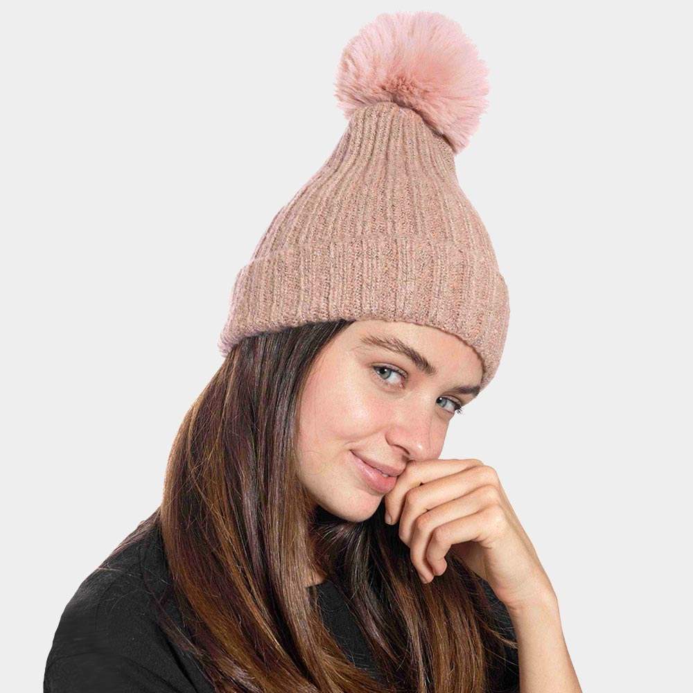 Cable Knit Pom Pom Beanie Hat - Madeline Love - Flyclothing LLC