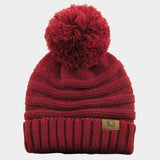 Cable Knit Ribbed Chunk Pom Pom Beanie Hat - Madeline Love - Flyclothing LLC