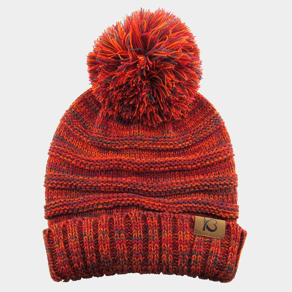 Cable Knit Ribbed Chunk Pom Pom Beanie Hat - Madeline Love - Flyclothing LLC