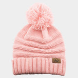 Cable Knit Ribbed Chunk Pom Pom Beanie Hat - Madeline Love - Flyclothing LLC