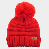 Cable Knit Ribbed Chunk Pom Pom Beanie Hat - Madeline Love - Flyclothing LLC