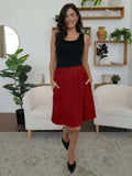 Elastic Waist Skirt with Pockets - Trendsi - Flyclothing LLC