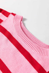 Striped Round Neck Dropped Shoulder Sweater - Trendsi - Flyclothing LLC