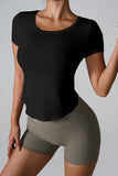 Cutout Round Neck Short Sleeve Active T-Shirt - Trendsi