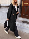 Pocketed Collared Neck Long Sleeve Coat - Trendsi