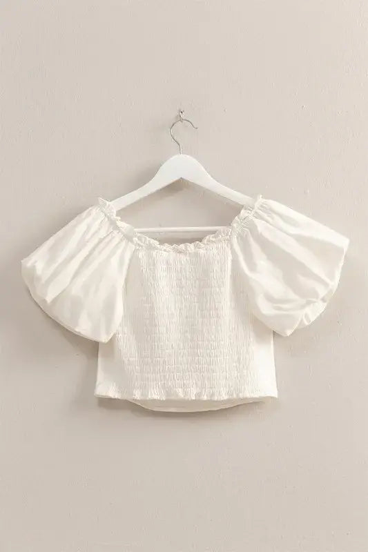 HYFVE Puff Sleeve Sweetheart Neck Top - Trendsi - Flyclothing LLC