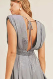 MABLE Draped Romper with Pleated Shoulder Pad Detail - Trendsi - Flyclothing LLC