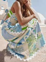 Tied Back Printed Maxi Dress - Trendsi - Flyclothing LLC