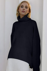 Basic Bae Turtleneck Dropped Shoulder Long Sleeve Sweater - Trendsi - Flyclothing LLC