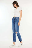 Kancan High Rise Distressed Slim Straight Jeans - Trendsi - Flyclothing LLC