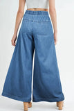 Drawstring Elastic Waist Wide Leg Jeans - Trendsi