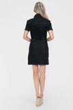 bytos Full Size Embellished Button Down Short Sleeve Denim Dress - Trendsi