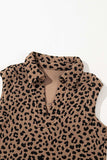 Leopard Johnny Collar Sleeveless Mini Dress - Trendsi - Flyclothing LLC