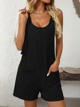 Mandy Texture Adjustable Strap Overalls with Pockets - Trendsi - Flyclothing LLC