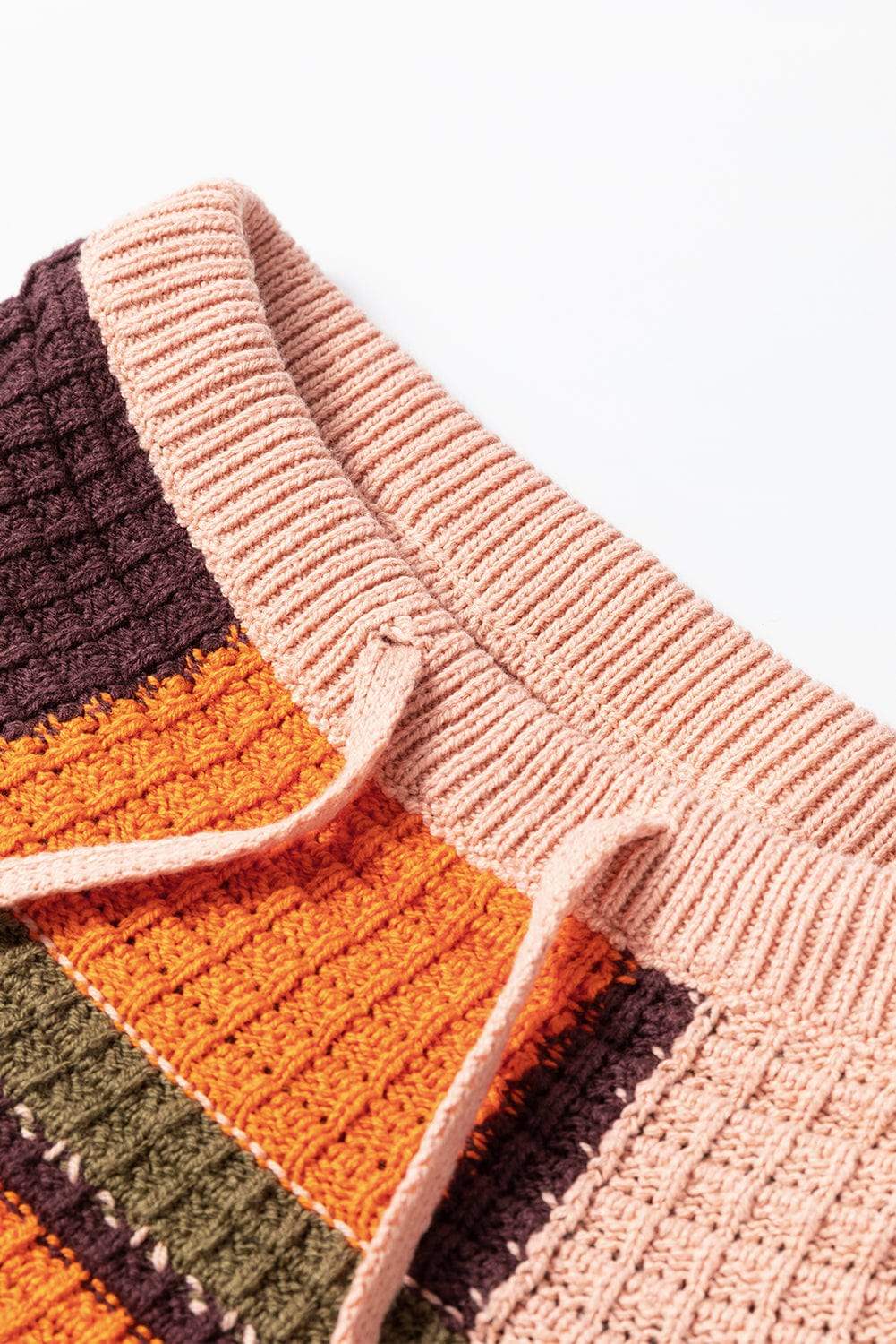 Drawstring Color Block Mock Neck Sweater - Trendsi - Flyclothing LLC