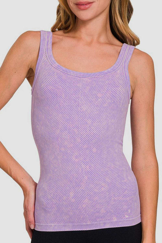 Zenana Ribbed Scoop Neck Tank - Trendsi - Flyclothing LLC