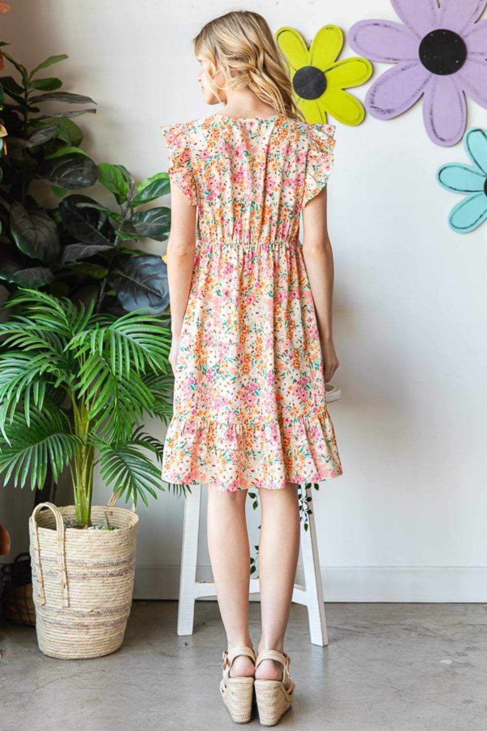 Heimish Full Size Floral Ruffled V-Neck Dress - Trendsi - Flyclothing LLC