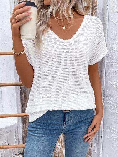 Lace Detail Round Neck Short Sleeve T-Shirt - Trendsi - Flyclothing LLC