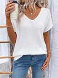 Lace Detail Round Neck Short Sleeve T-Shirt - Trendsi