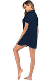 Contrast Piping Pocketed Short Sleeve Lounge Dress - Trendsi - Flyclothing LLC