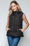 Snobbish Snap and Zip Closure Hooded Vest - Trendsi