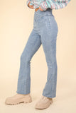 VERY J Washed Denim Stretchy Crossover Waist Leggings - Trendsi
