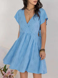 Cutout Surplice Short Sleeve Dress - Trendsi - Flyclothing LLC