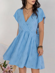Cutout Surplice Short Sleeve Dress - Trendsi