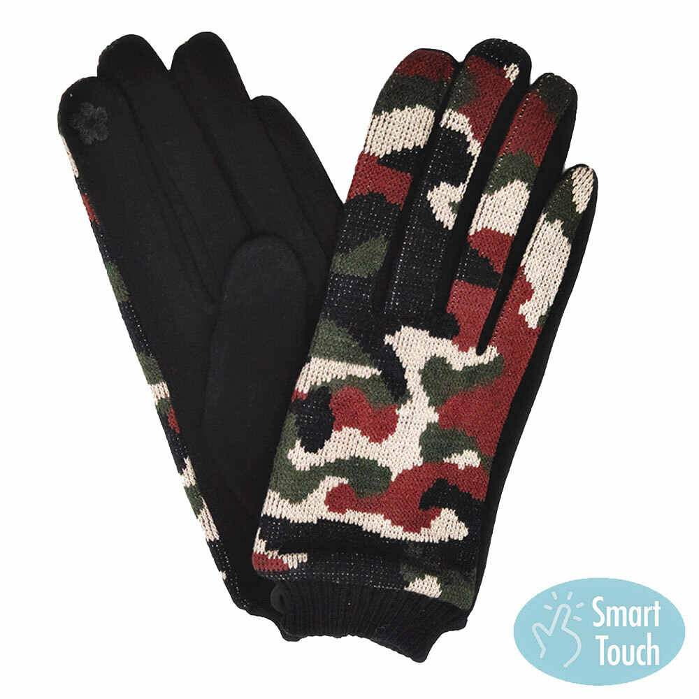 Camouflage Patterned Smart Gloves - Madeline Love - Flyclothing LLC