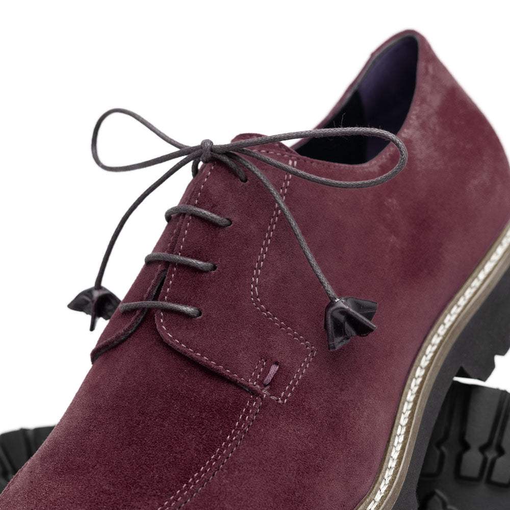 26-220-BDX CAMPO Sueded Goatskin Lace Up, Bordeaux - Zelli Italia - Flyclothing LLC