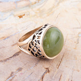 Green Canadian Jade Golden Statement Ring - Barse Jewelry