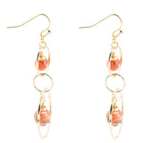 Canyon Red Magnesite Double Drop Golden Earrings