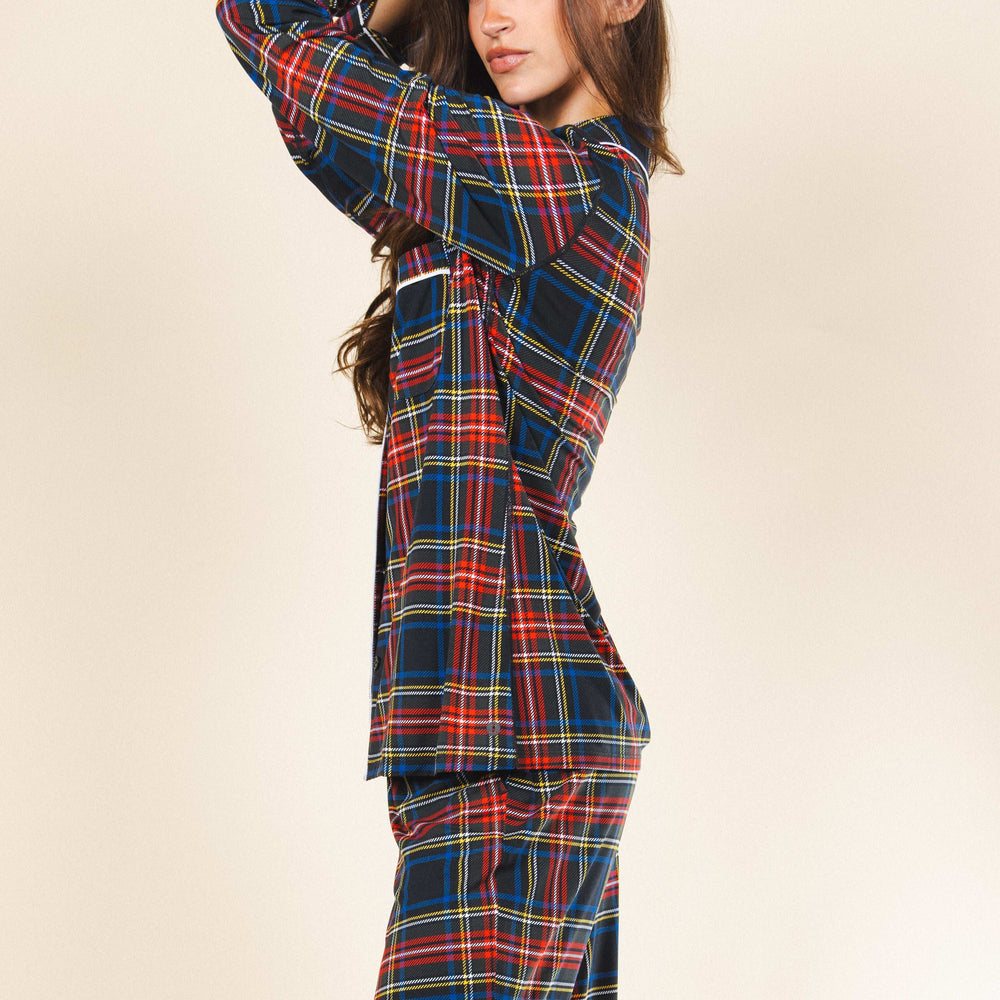 The Cappuccino | Holiday Tartan Plaid SleepDeep™ Women’s Long Sleeve Pajama Set - Shinesty - Flyclothing LLC