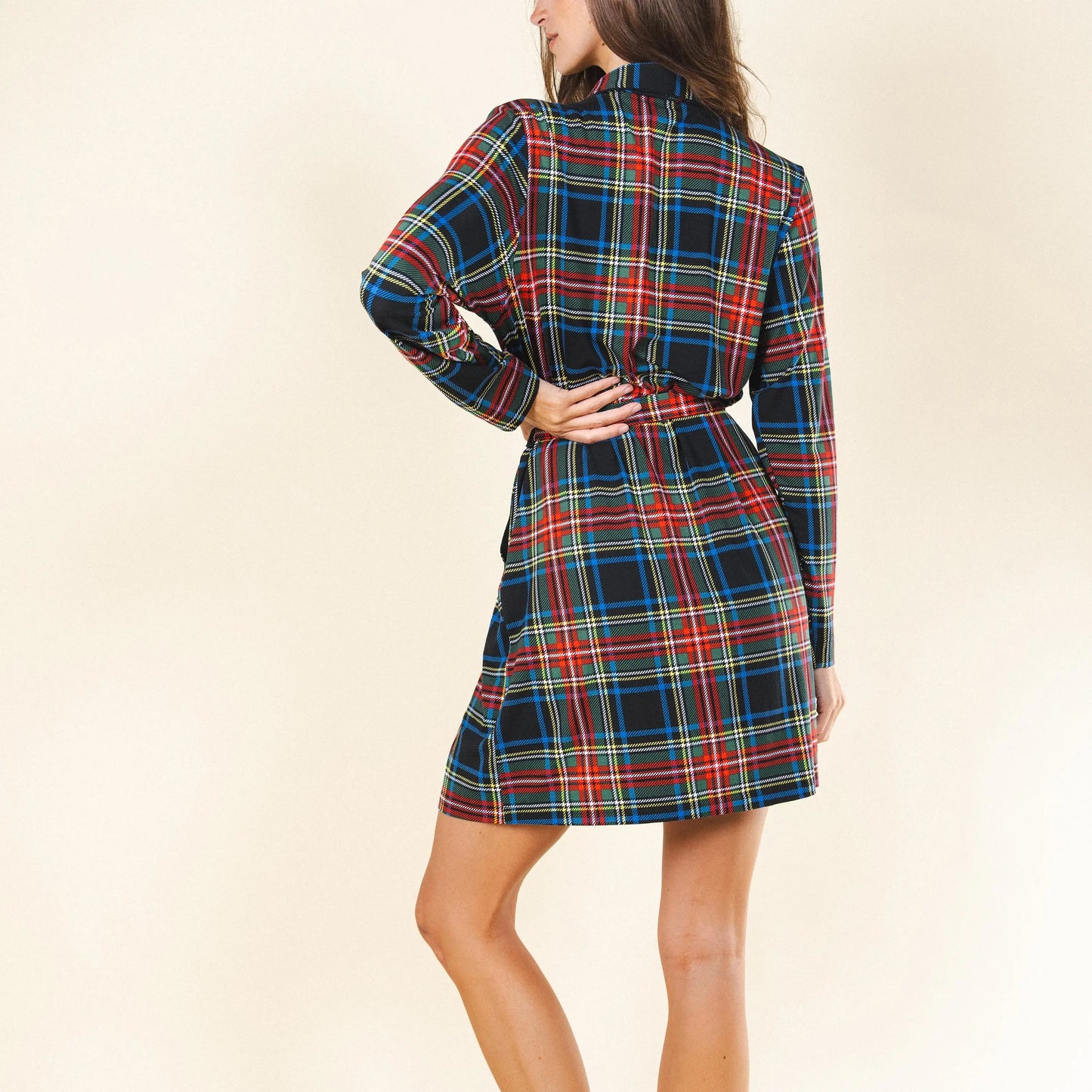 The Cappuccino | Holiday Tartan Plaid Short Modal Robe - Shinesty - Flyclothing LLC