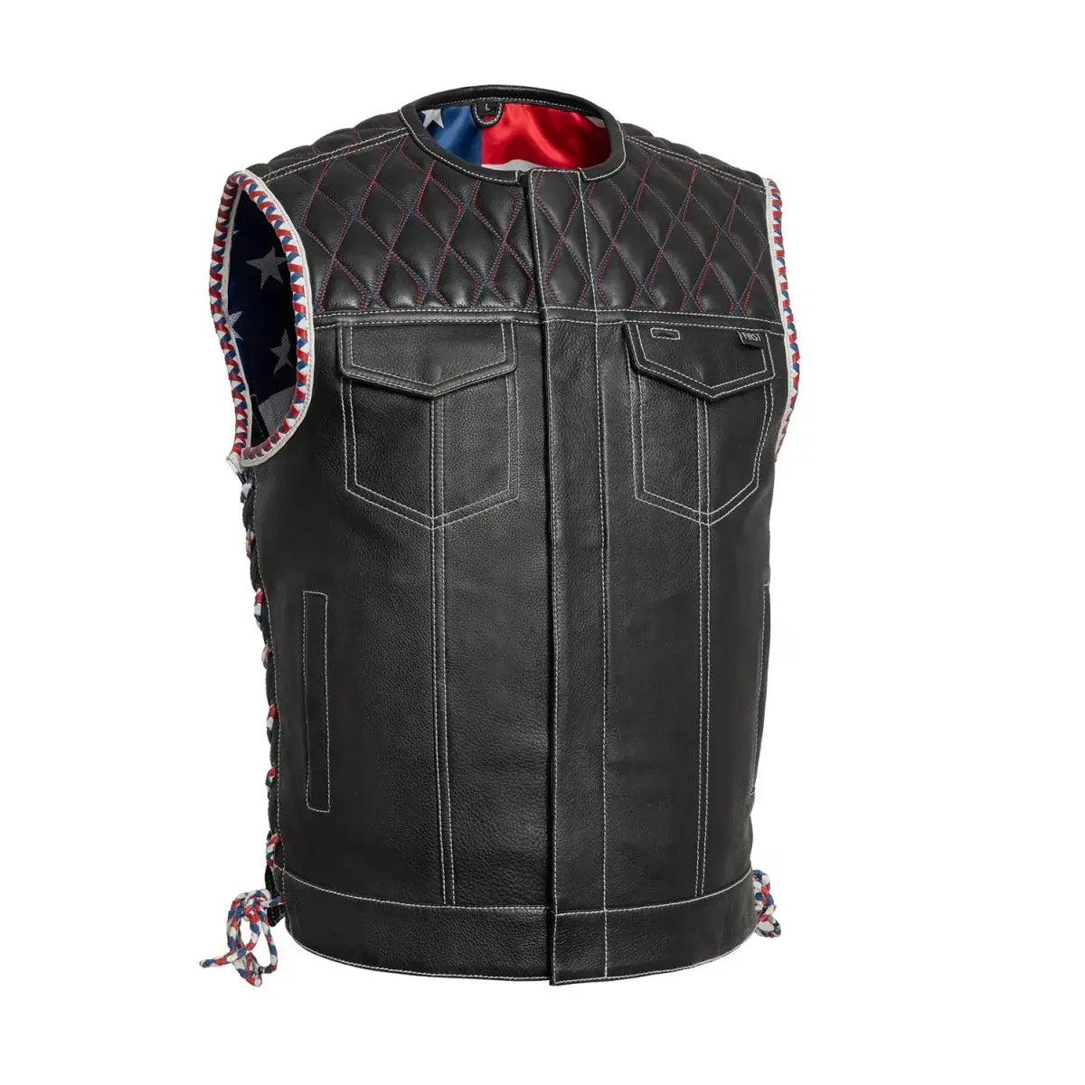 Captain Men's Motorcycle Leather Vest - First Manufacturing Company - Flyclothing LLC